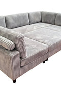 Modular 10ft Wide Corduroy Sofa – Modern Room Furniture with Plush Texture - with Light Gray | Sold by Uncle Wiener's Wholesale