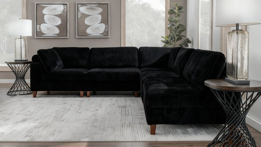 Modular 10ft Wide Corduroy Sofa – Modern Room Furniture with Plush Texture - with Dark Gray | Sold by Uncle Wiener's Wholesale