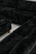 Modular 10ft Wide Corduroy Sofa – Modern Room Furniture with Plush Texture - with Black | Sold by Uncle Wiener's Wholesale