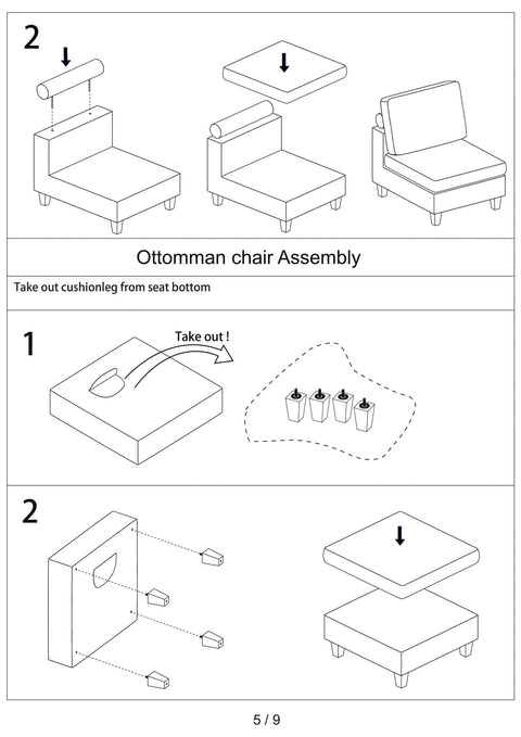 Modular 10ft Wide Corduroy Sofa – Modern Room Furniture with Plush Texture - with Dark Gray | Sold by Uncle Wiener's Wholesale