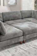 Modular 10ft Wide Corduroy Sofa – Modern Room Furniture with Plush Texture - with Light Gray | Sold by Uncle Wiener's Wholesale