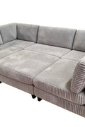 Modular 10ft Wide Corduroy Sofa – Modern Room Furniture with Plush Texture - with Light Gray | Sold by Uncle Wiener's Wholesale