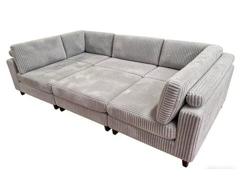 Modular 10ft Wide Corduroy Sofa – Modern Room Furniture with Plush Texture - with Light Gray | Sold by Uncle Wiener's Wholesale