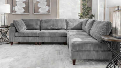 Modular 10ft Wide Corduroy Sofa – Modern Room Furniture with Plush Texture - with Light Gray | Sold by Uncle Wiener's Wholesale