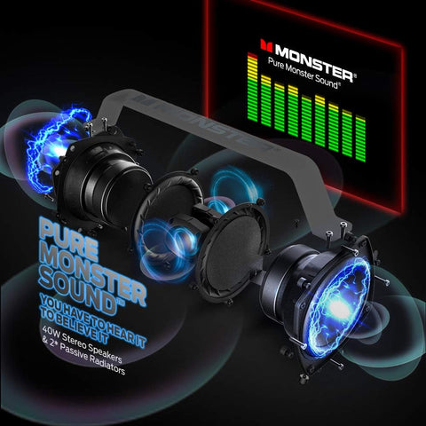 Monster Adventurer Force Bluetooth Speaker IPX7 Waterproof Speaker 5.0 with Microphone Input, 80W Portable Bluetooth Speakers with 40H Playtime for Indoor Outdoor Party, Black - with | Sold by Uncle Wiener's Wholesale