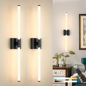 Morauroral Rechargeable LED Wall Sconces – 24" Wireless Dimmable Wall Lights with Remote, 3 Colour Temperatures