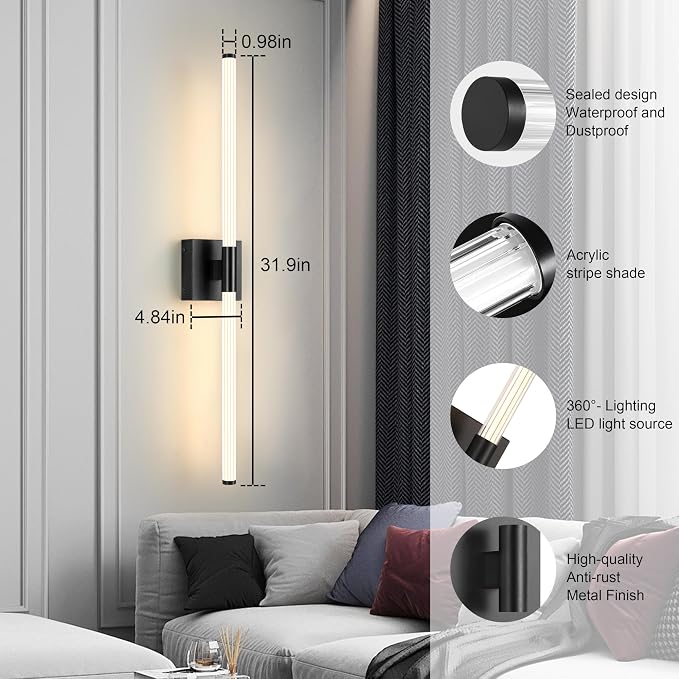 Morauroral Rechargeable LED Wall Sconces – 24" Wireless Dimmable Wall Lights with Remote, 3 Colour Temperatures - Home decor with 1-Pack | Sold by Uncle Wiener's Wholesale