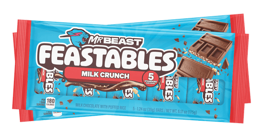 Mr Beast Feastables Milk Crunch Chocolate 5 Pack Bulk or Single - Snack with Single Pack | Sold by Uncle Wiener's Wholesale