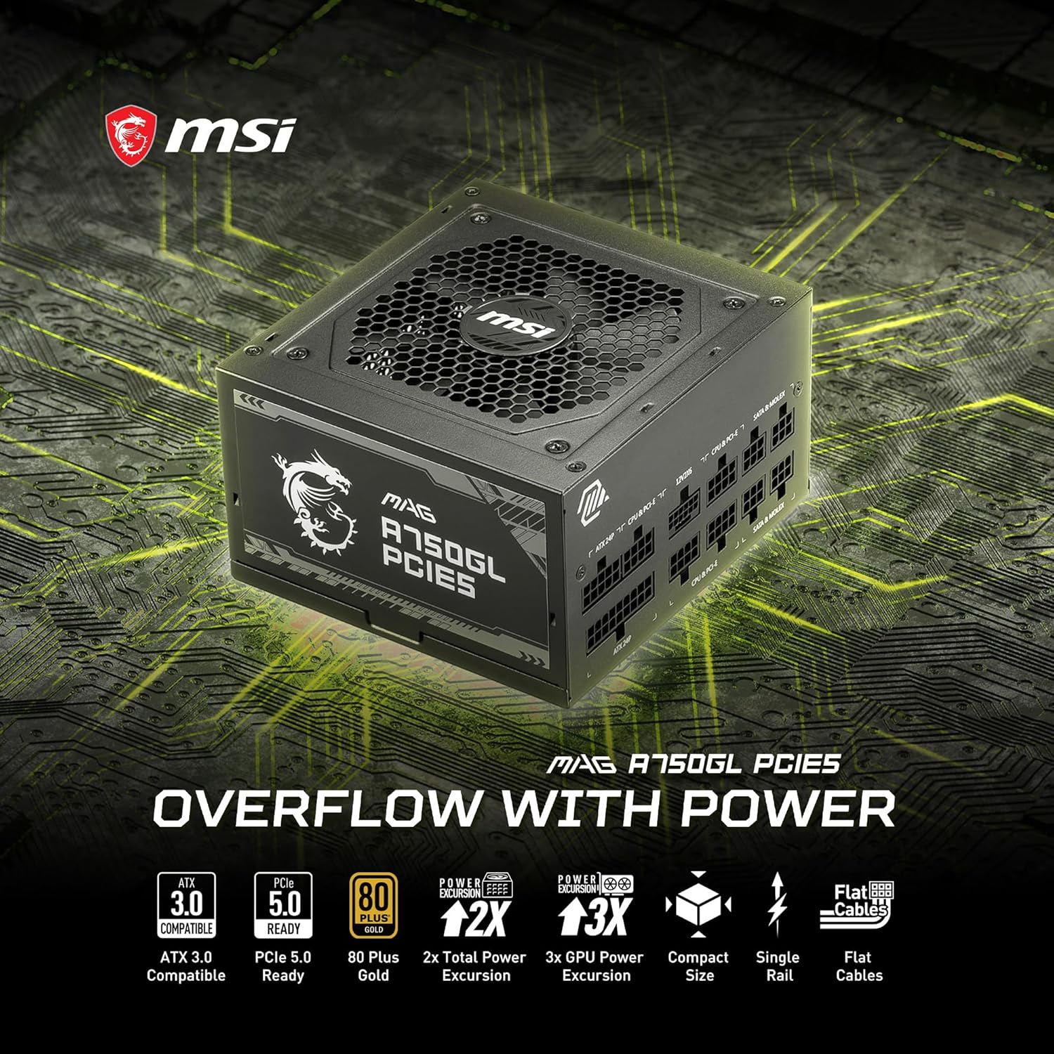 MSI MAG A750GL PCIE5 750W Gaming Power Supply – Fully Modular 80 PLUS Gold ATX 3.1 PSU with 12V-2x6 Cable - Electronics with | Sold by Uncle Wiener's Wholesale