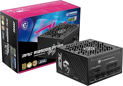 MSI MPG A1250GS PCIE5 1250W 80 Plus Gold Fully Modular ATX 3.1 Gaming Power Supply - Electronics with | Sold by Uncle Wiener's Wholesale
