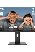 MSI Pro MP273QP E2 monitor front view showing QHD clarity

Side view of MSI 27" IPS monitor with slim bezel design

Rear VESA-mountable setup with cable management

100Hz refresh rate, FreeSync and Eye-Q Check certification

Black variant showing clean desk setup