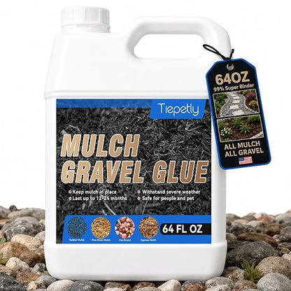Mulch & Gravel Glue – Heavy-Duty Landscape Binder for Rocks, Pea Gravel, Bark & Garden Stabilization - Garden & Landscaping with 64 OZ | Sold by Uncle Wiener's Wholesale
