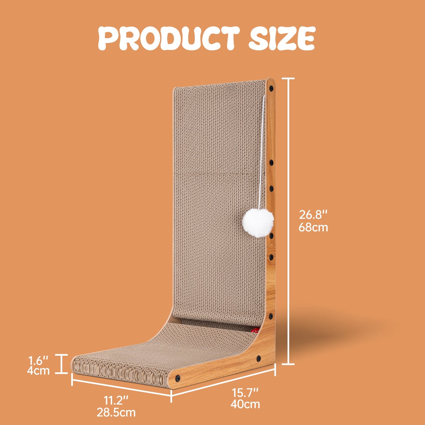 Multifunctional Adjustable Cat Scratching Board Flat or Vertical Convertible Corrugated Cardboard Scratcher with Catnip and Toys AMCCT68 - with | Sold by Uncle Wiener's Wholesale