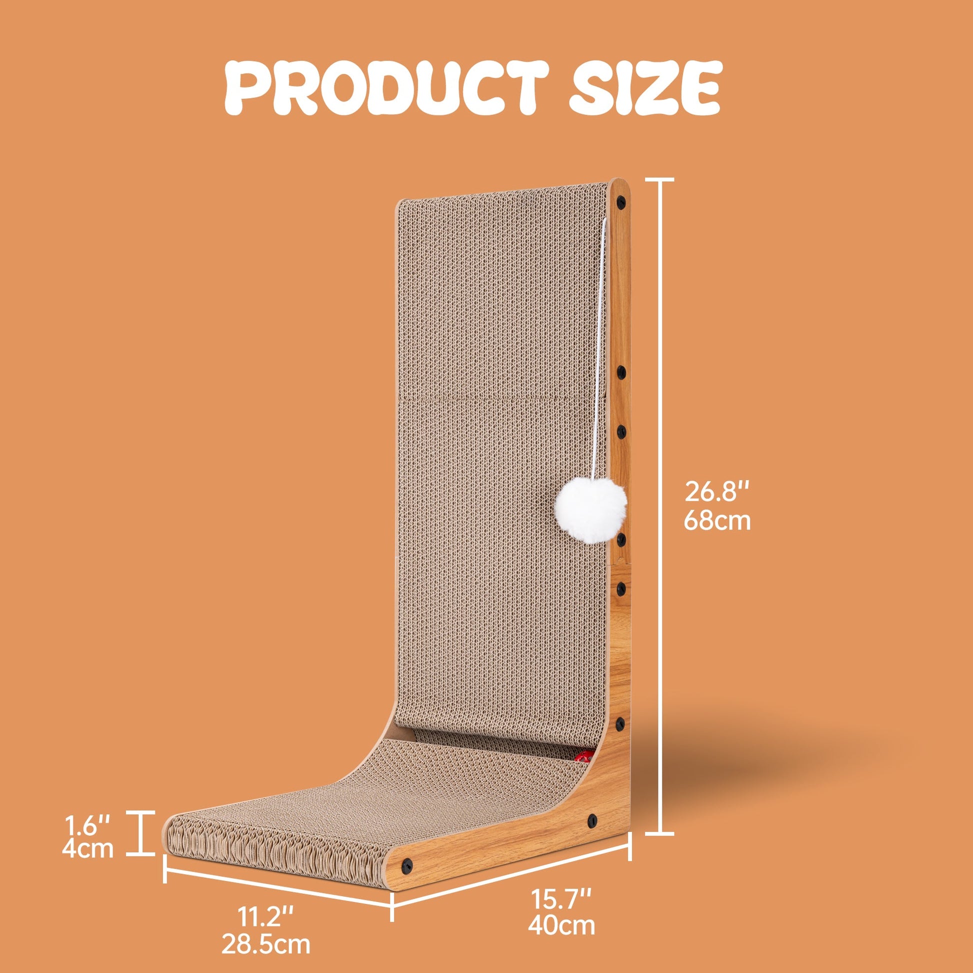 Multifunctional Adjustable Cat Scratching Board Flat or Vertical Convertible Corrugated Cardboard Scratcher with Catnip and Toys AMCCT68 - with | Sold by Uncle Wiener's Wholesale