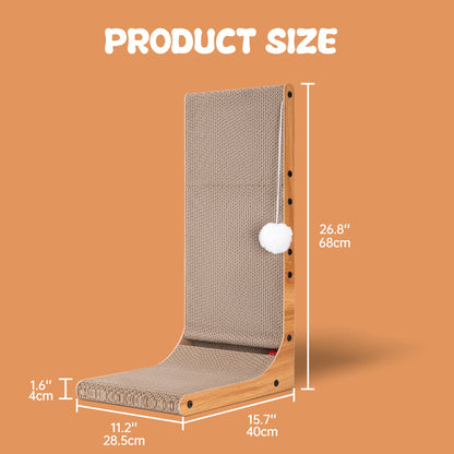 Multifunctional Adjustable Cat Scratching Board Flat or Vertical Convertible Corrugated Cardboard Scratcher with Catnip and Toys AMCCT68 - with | Sold by Uncle Wiener's Wholesale