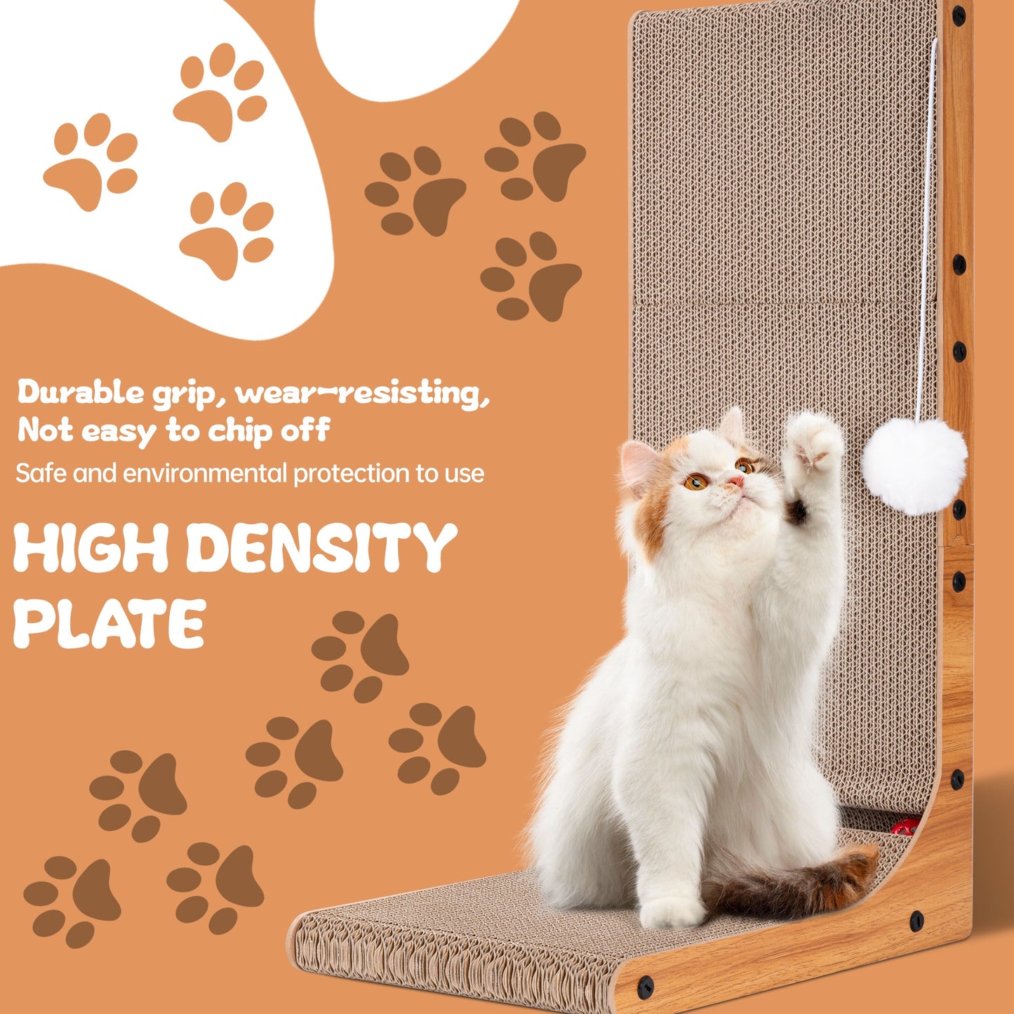 Multifunctional Adjustable Cat Scratching Board Flat or Vertical Convertible Corrugated Cardboard Scratcher with Catnip and Toys AMCCT68 - with | Sold by Uncle Wiener's Wholesale