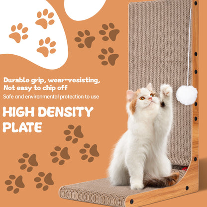 Multifunctional Adjustable Cat Scratching Board Flat or Vertical Convertible Corrugated Cardboard Scratcher with Catnip and Toys AMCCT68 - with | Sold by Uncle Wiener's Wholesale