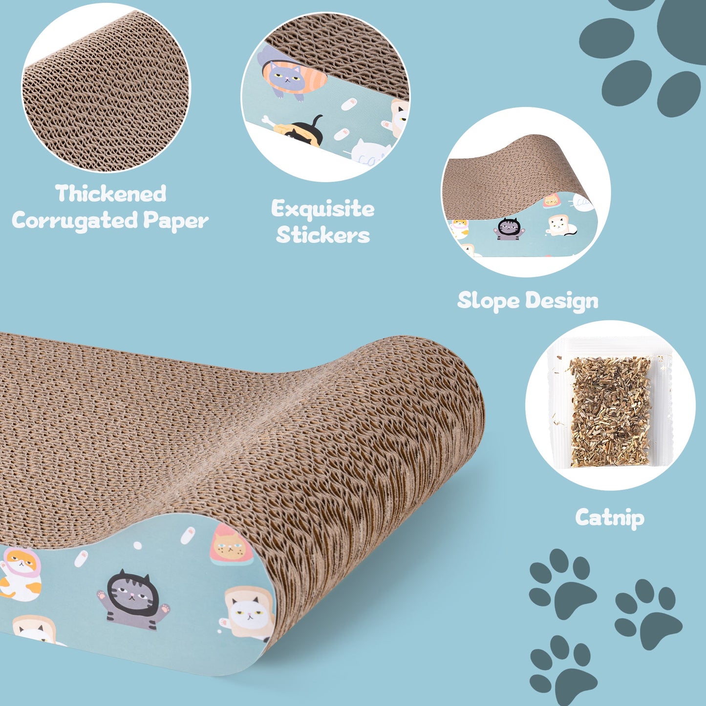 Multifunctional Cat Scratching Board Corrugated Cardboard Lounger with Catnip AMCTT1 - with | Sold by Uncle Wiener's Wholesale