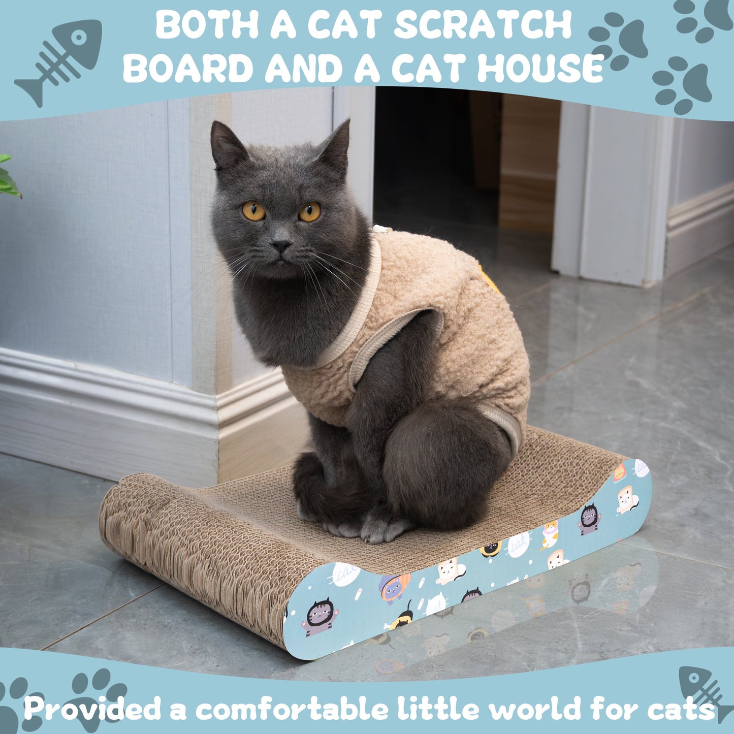 Multifunctional Cat Scratching Board Corrugated Cardboard Lounger with Catnip AMCTT1 - with | Sold by Uncle Wiener's Wholesale