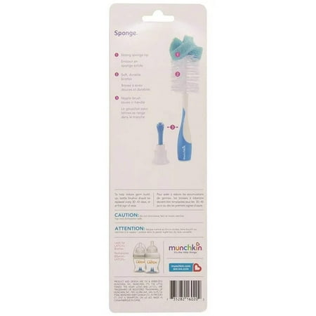 Munchkin - Sponge Bottle Brush, Colors May Vary - with Blue | Sold by Uncle Wiener's Wholesale