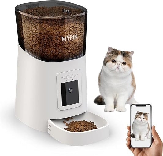 MYPIN Automatic Pet Feeder with HD Camera 6L WiFi Smart Food Dispenser for Cats and Dogs White - Pet products with | Sold by Uncle Wiener's Wholesale