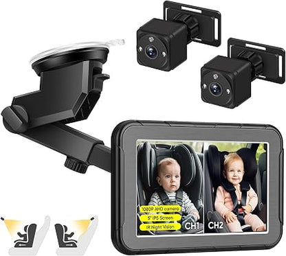 MYPIN Baby Car Mirror Camera with Dual 2K HD Cameras – 5-Inch Split Screen Monitor, IR Night Vision & 360° Adjustable Rear-Facing Baby Monitor - Electronics with | Sold by Uncle Wiener's Wholesale