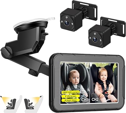 MYPIN Baby Car Mirror Camera with Dual 2K HD Cameras – 5-Inch Split Screen Monitor, IR Night Vision & 360° Adjustable Rear-Facing Baby Monitor - Electronics with | Sold by Uncle Wiener's Wholesale