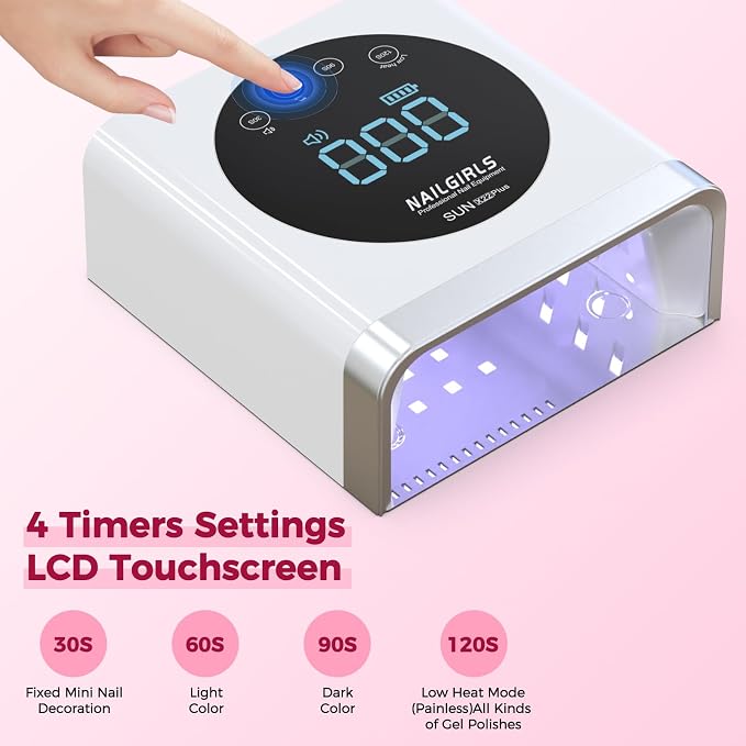 NAILGIRLS Cordless UV LED Nail Lamp – Rechargeable Gel Polish Curing Light with Detachable Magnetic Base - General Equipment with | Sold by Uncle Wiener's Wholesale