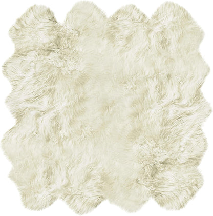 Natural Sheepskin Rug with Thick and Lush 2.5 Inch Pile | Hypoallergenic Sheep Fur Rug with Anti - Skid Back l Sheepskin Wool Area Rugs, Natural, 7 ft x 6 ft - with Natural | Sold by Uncle Wiener's Wholesale