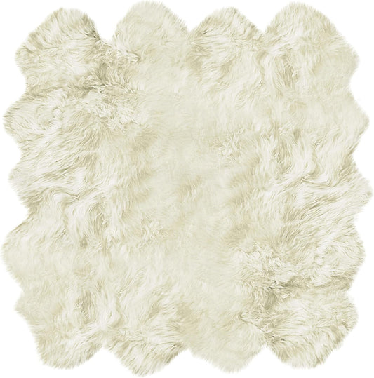 Natural Sheepskin Rug with Thick and Lush 2.5 Inch Pile | Hypoallergenic Sheep Fur Rug with Anti - Skid Back l Sheepskin Wool Area Rugs, Natural, 7 ft x 6 ft - with Natural | Sold by Uncle Wiener's Wholesale