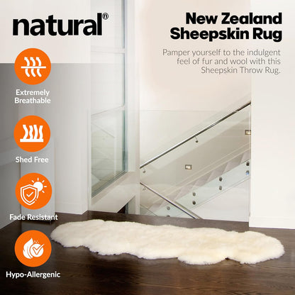 Natural Sheepskin Rug with Thick and Lush 2.5 Inch Pile | Hypoallergenic Sheep Fur Rug with Anti - Skid Back l Sheepskin Wool Area Rugs, Natural, 7 ft x 6 ft - with Natural | Sold by Uncle Wiener's Wholesale
