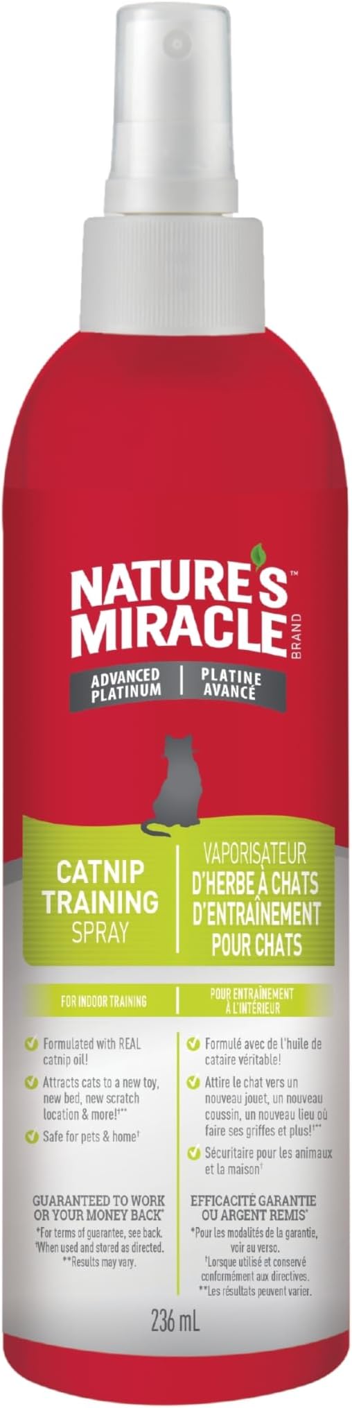 Nature's Miracle Advanced Platinum Catnip Training Spray – 236ml (8 oz) Cat Attractant with Real Catnip Oil for Toys, Scratching Posts & Cat Beds - Pet products with | Sold by Uncle Wiener's Wholesale