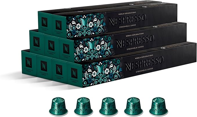 Nespresso Original Stockholm Lungo Coffee Capsules – Recyclable Espresso Pods, 90 Count - Snack with | Sold by Uncle Wiener's Wholesale
