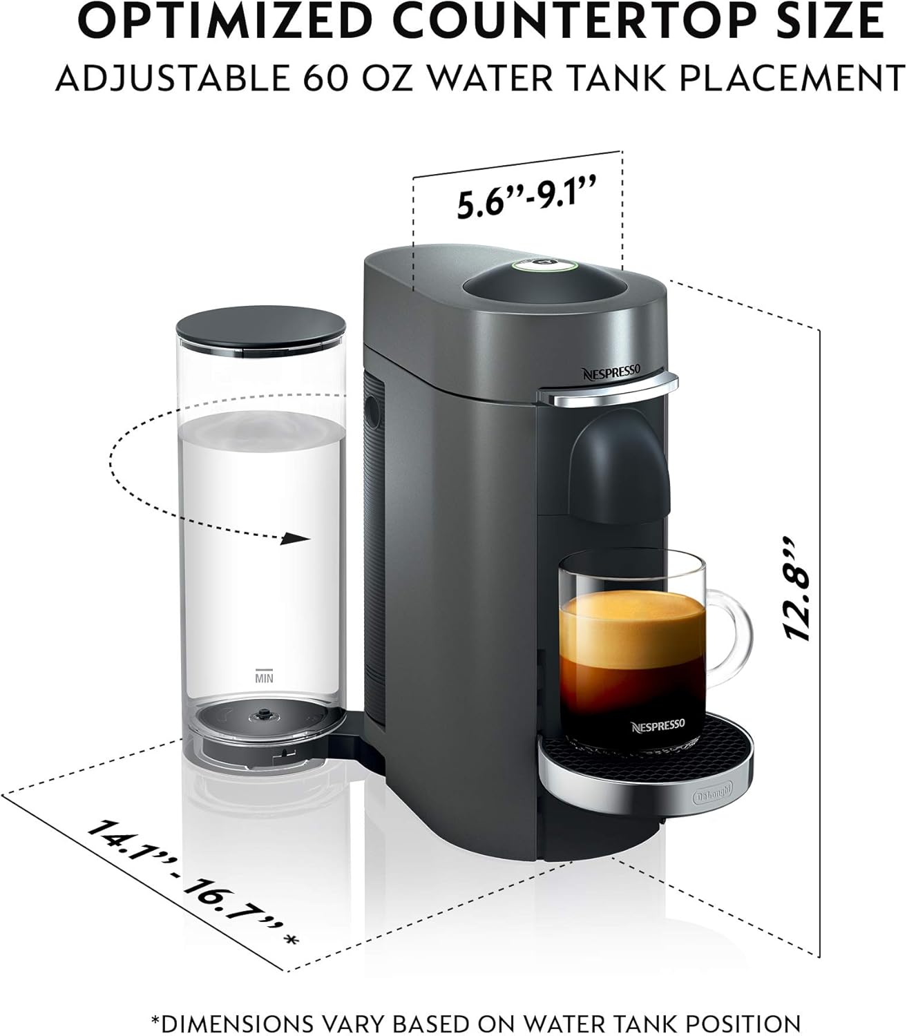 Nespresso VertuoPlus Deluxe Coffee & Espresso Machine with Aeroccino Milk Frother – Titanium (44387051552) - with | Sold by Uncle Wiener's Wholesale