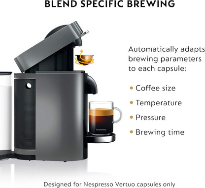 Nespresso VertuoPlus Deluxe Coffee & Espresso Machine with Aeroccino Milk Frother – Titanium (44387051552) - with | Sold by Uncle Wiener's Wholesale