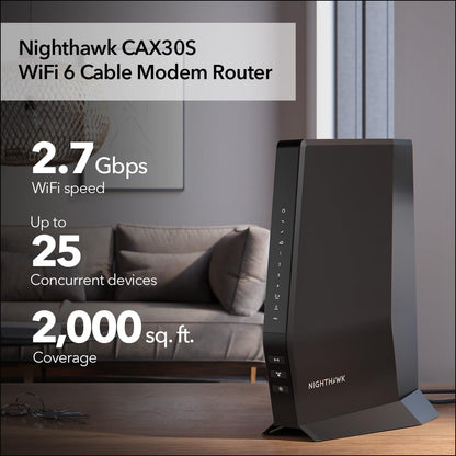NETGEAR Nighthawk Modem Router Combo (CAX30S) DOCSIS 3.1 Cable Modem and WiFi 6 Router - AX2700 6.0 Gbps - Compatible with Xfinity, Spectrum, Cox, and More - Gigabit Wireless Internet - NETGEAR Armor - with | Sold by Uncle Wiener's Wholesale