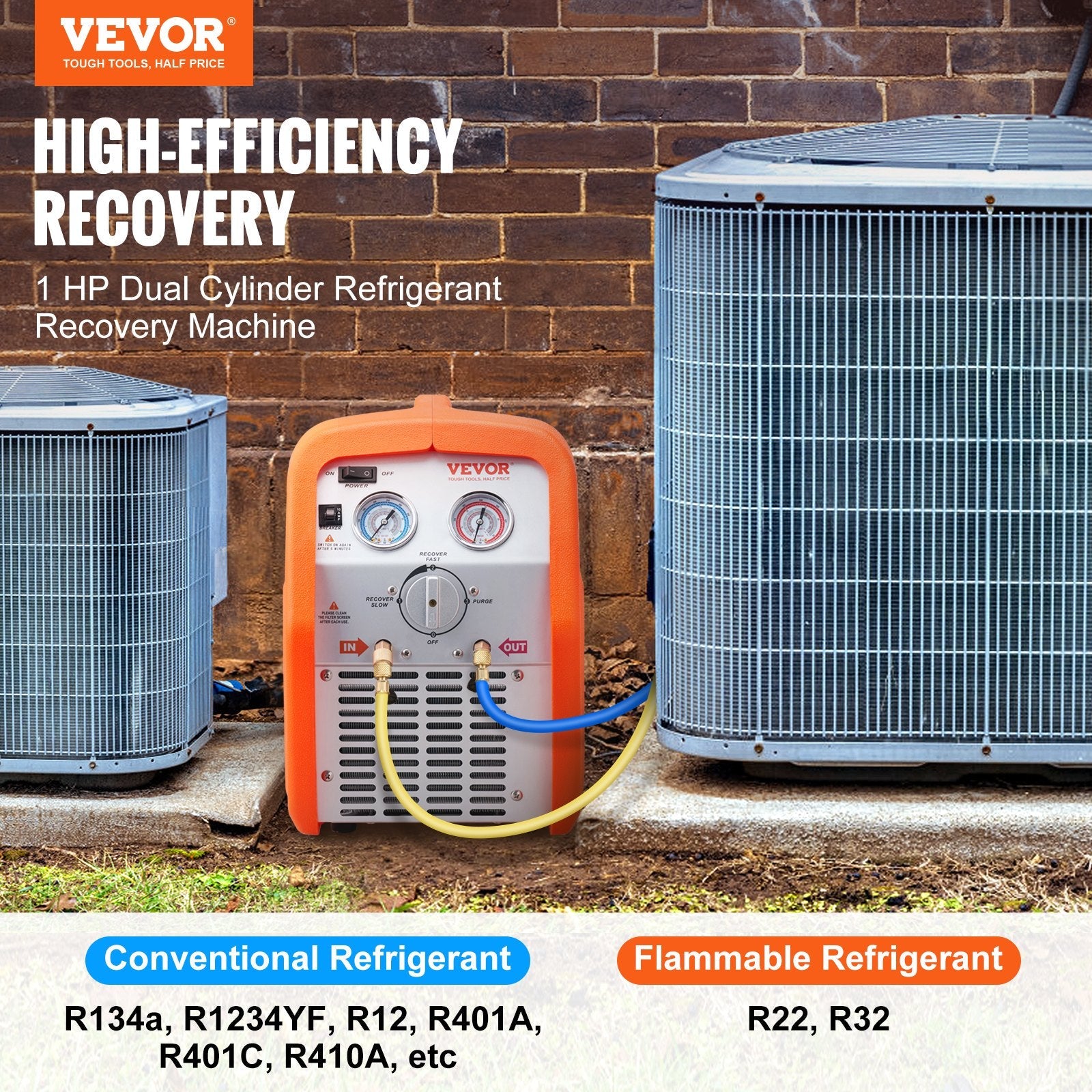 New 1 HP Dual Cylinder AC Refrigerant Recovery Machine – High - Efficiency HVAC Recovery Unit 628529 - with | Sold by Uncle Wiener's Wholesale
