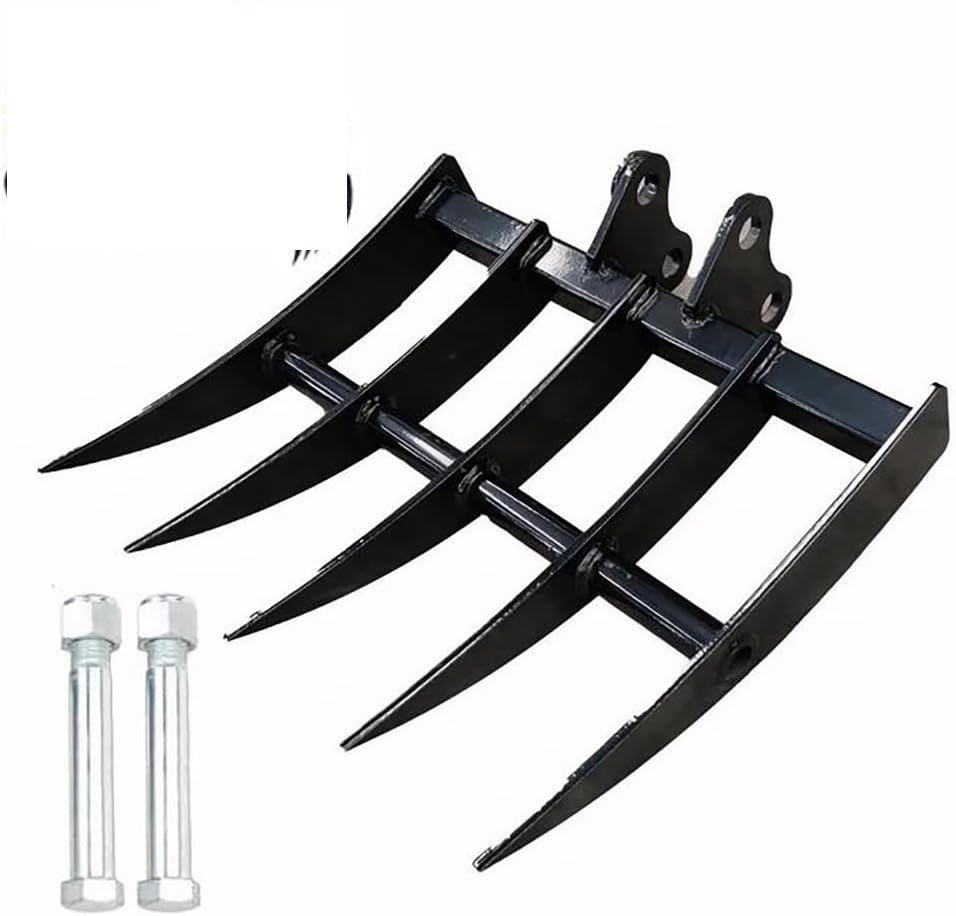 1 Ton Mini Excavator with red exterior and enclosed cab

Excavator attachments: auger, rake, ripper tooth

Briggs & Stratton engine close-up in compact excavator

Compact excavator operating on residential job site

Interior view of enclosed cab on mini excavator