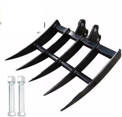 1 Ton Mini Excavator with red exterior and enclosed cab

Excavator attachments: auger, rake, ripper tooth

Briggs & Stratton engine close-up in compact excavator

Compact excavator operating on residential job site

Interior view of enclosed cab on mini excavator