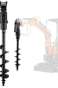 1 Ton Mini Excavator with red exterior and enclosed cab

Excavator attachments: auger, rake, ripper tooth

Briggs & Stratton engine close-up in compact excavator

Compact excavator operating on residential job site

Interior view of enclosed cab on mini excavator
