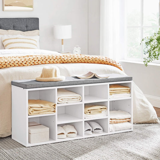 New 10 - Compartment Shoe Storage Cabinet – Entryway & Bedroom Organizer - with White | Sold by Uncle Wiener's Wholesale