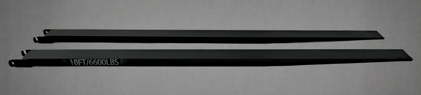 Heavy-Duty Forklift Fork Extensions – Slide-On Steel Sleeves in 10 FT and 8 FT Lengths with 6600 lbs Capacity