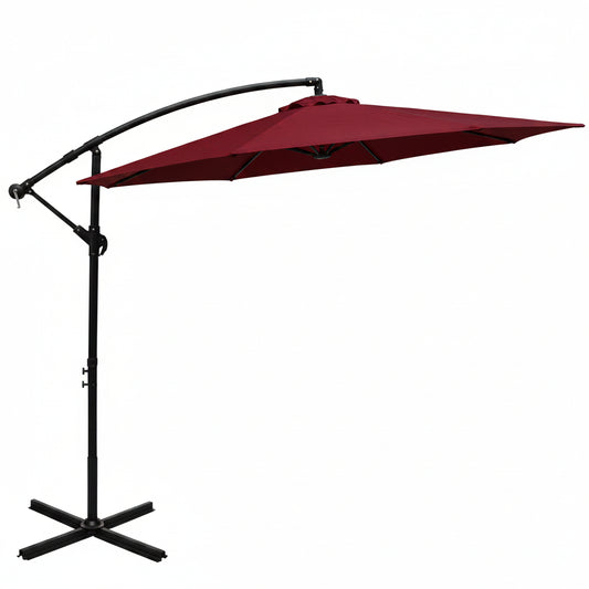 New 10 FT Hanging Patio Umbrella with Sand Bag – Offset Outdoor Umbrella for Deck, Garden, or Poolside Shade - with Red | Sold by Uncle Wiener's Wholesale