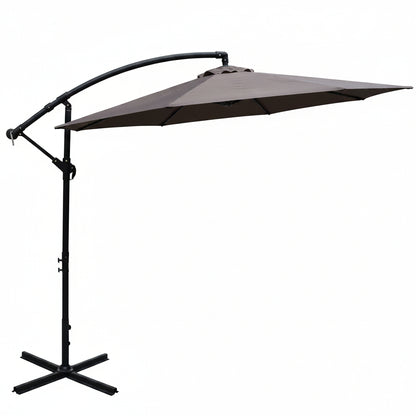 New 10 FT Hanging Patio Umbrella with Sand Bag – Offset Outdoor Umbrella for Deck, Garden, or Poolside Shade - with Tan | Sold by Uncle Wiener's Wholesale