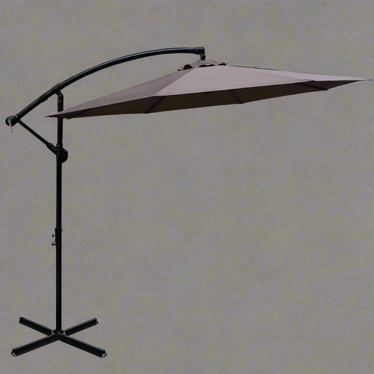 10 FT Offset Hanging Patio Umbrella with Sand Bag Base – Outdoor UV-Resistant Sunshade for Deck, Garden, and Poolside