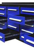 NEW 10 FT HEAVY DUTY STEEL WORK BENCH 35 , 25 , 20 & 15 DRAWER - with 15 Drawer + 2 Cabinet Blue | Sold by Uncle Wiener's Wholesale
