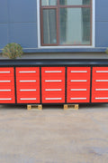 NEW 10 FT HEAVY DUTY STEEL WORK BENCH 35 , 25 , 20 & 15 DRAWER - with 20 Drawer Red | Sold by Uncle Wiener's Wholesale