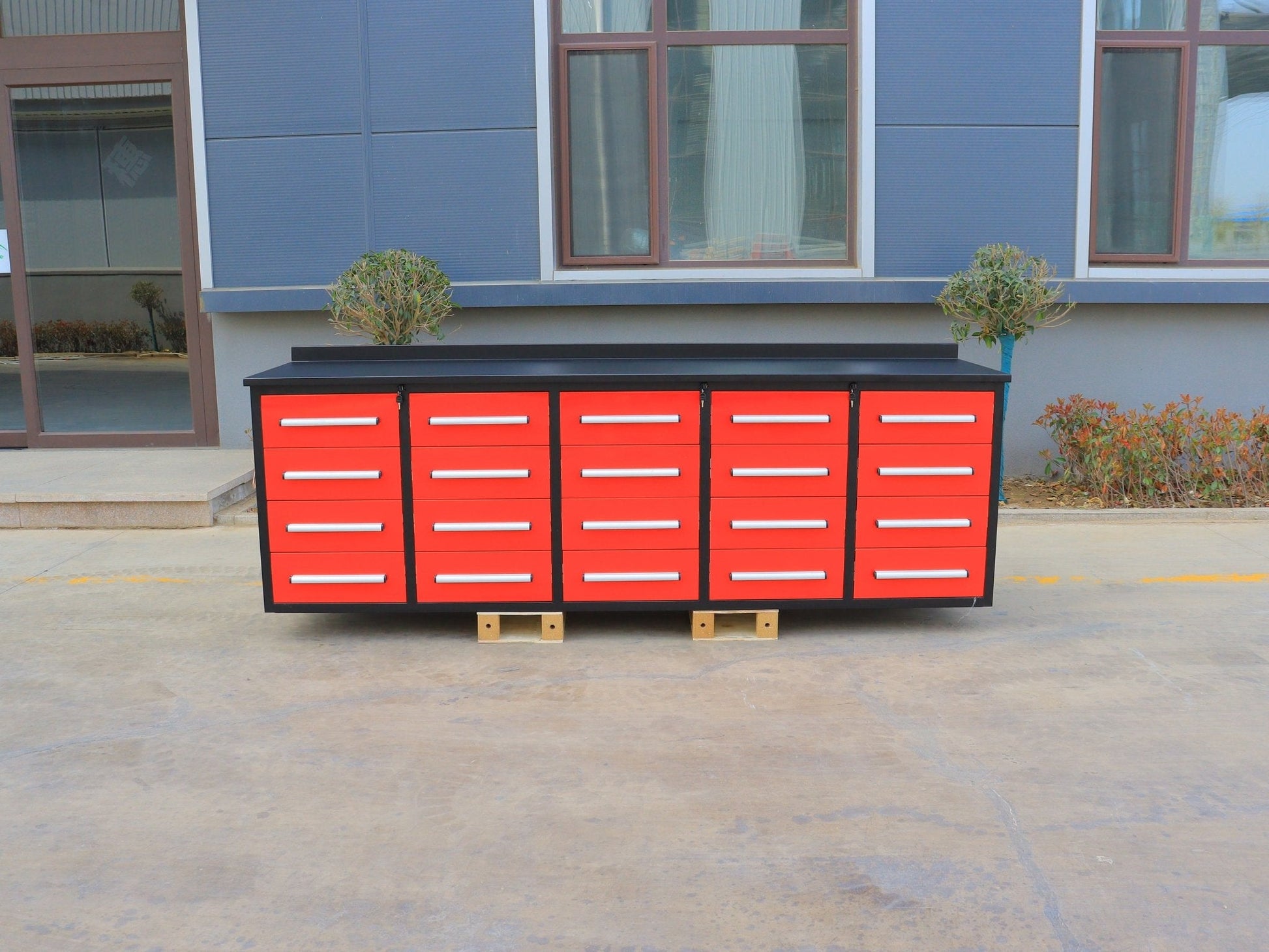 NEW 10 FT HEAVY DUTY STEEL WORK BENCH 35 , 25 , 20 & 15 DRAWER - with 20 Drawer Red | Sold by Uncle Wiener's Wholesale