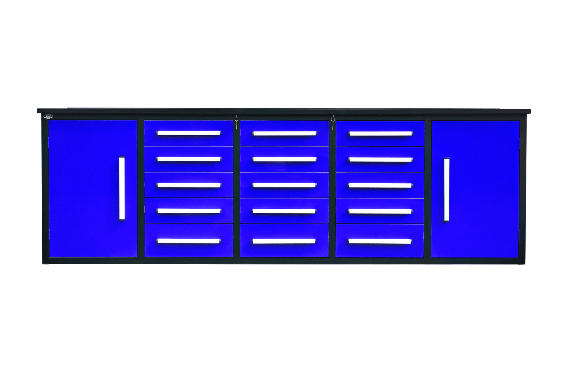 NEW 10 FT HEAVY DUTY STEEL WORK BENCH 35 , 25 , 20 & 15 DRAWER - with 15 Drawer + 2 Cabinet Blue | Sold by Uncle Wiener's Wholesale