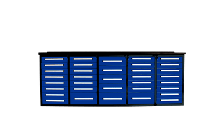 NEW 10 FT HEAVY DUTY STEEL WORK BENCH 35 , 25 , 20 & 15 DRAWER - with 35 Drawer Blue | Sold by Uncle Wiener's Wholesale